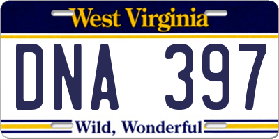 WV license plate DNA397