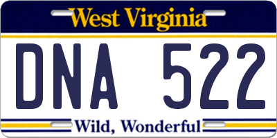 WV license plate DNA522
