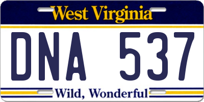 WV license plate DNA537