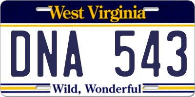 WV license plate DNA543