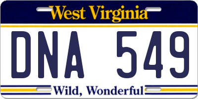 WV license plate DNA549