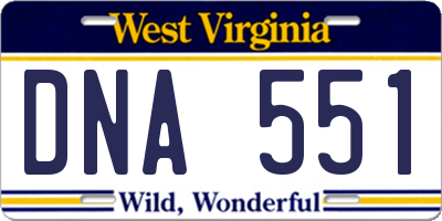 WV license plate DNA551