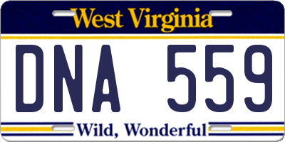 WV license plate DNA559