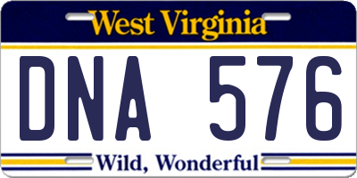 WV license plate DNA576