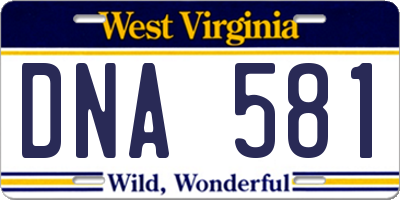 WV license plate DNA581