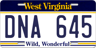 WV license plate DNA645