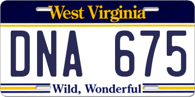 WV license plate DNA675
