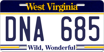 WV license plate DNA685