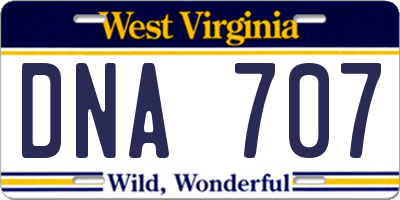 WV license plate DNA707