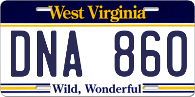 WV license plate DNA860
