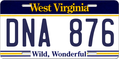 WV license plate DNA876