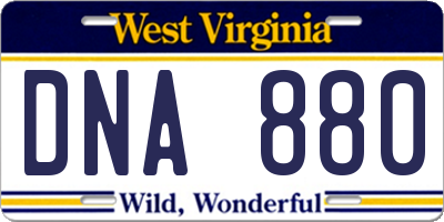 WV license plate DNA880