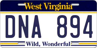 WV license plate DNA894