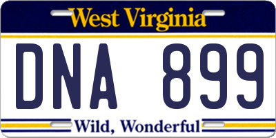 WV license plate DNA899