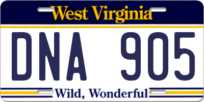 WV license plate DNA905