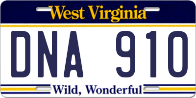 WV license plate DNA910