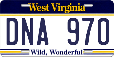 WV license plate DNA970
