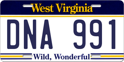 WV license plate DNA991