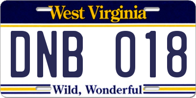 WV license plate DNB018