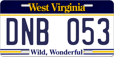 WV license plate DNB053