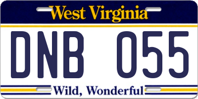 WV license plate DNB055