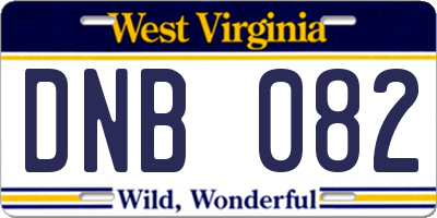 WV license plate DNB082
