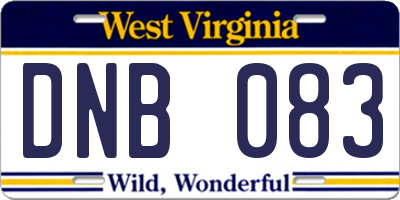 WV license plate DNB083