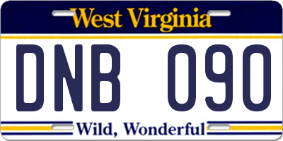 WV license plate DNB090