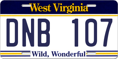 WV license plate DNB107