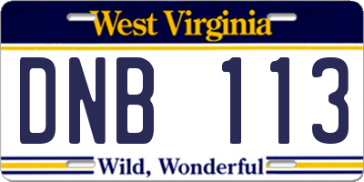 WV license plate DNB113