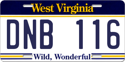 WV license plate DNB116