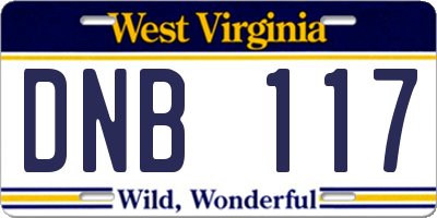 WV license plate DNB117