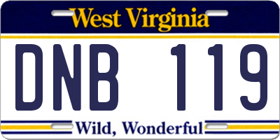 WV license plate DNB119