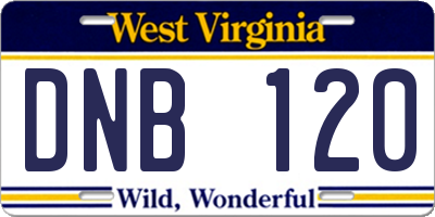 WV license plate DNB120