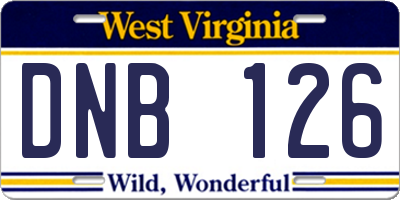 WV license plate DNB126