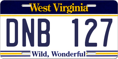 WV license plate DNB127