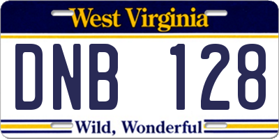 WV license plate DNB128