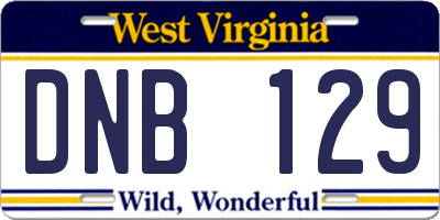 WV license plate DNB129