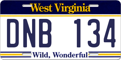 WV license plate DNB134