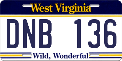 WV license plate DNB136