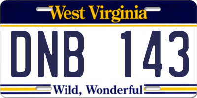 WV license plate DNB143