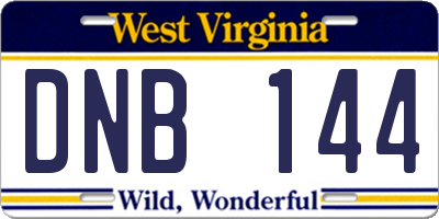 WV license plate DNB144