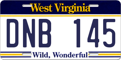 WV license plate DNB145