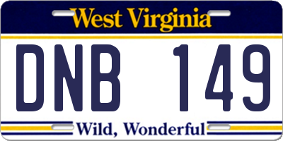 WV license plate DNB149