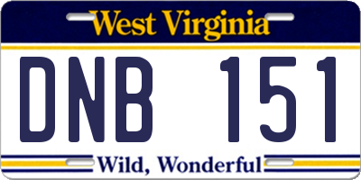 WV license plate DNB151