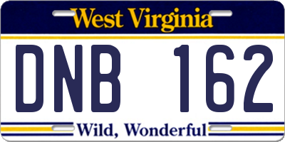 WV license plate DNB162