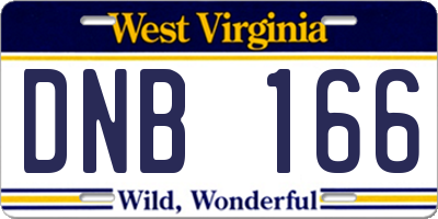 WV license plate DNB166