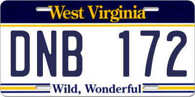 WV license plate DNB172