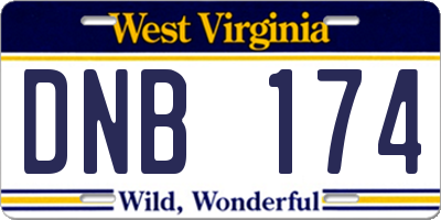 WV license plate DNB174