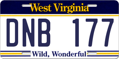 WV license plate DNB177